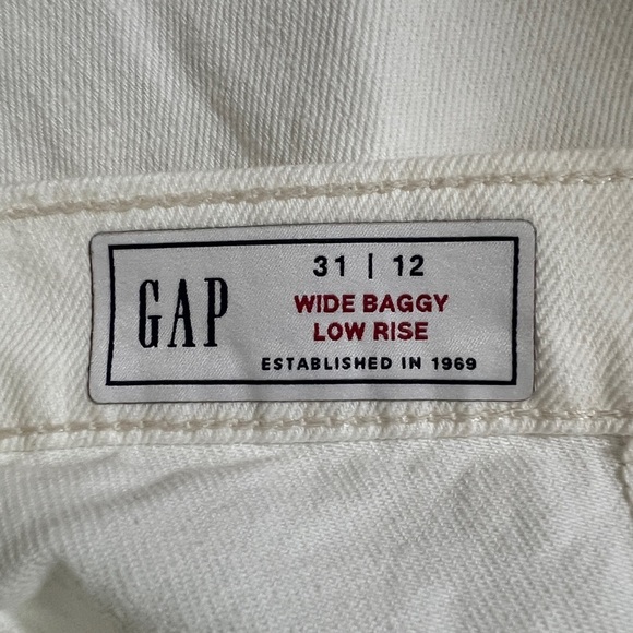 GAP Women's Ecru Wide Baggy Low Rise Cargo Jeans 100% Cotton Loose Size 31 - Picture 13 of 14